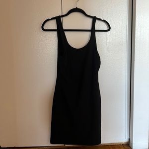 Black body-con scoop neck dress